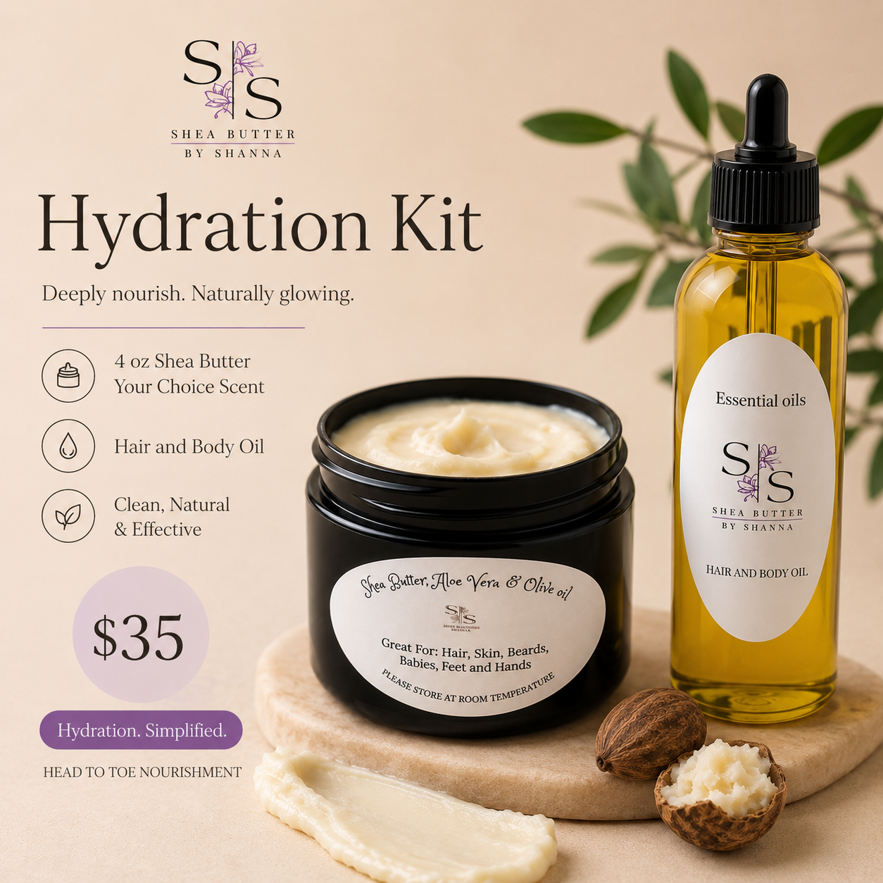 Hydration Kit Shea Butter and Body Oil  — $35